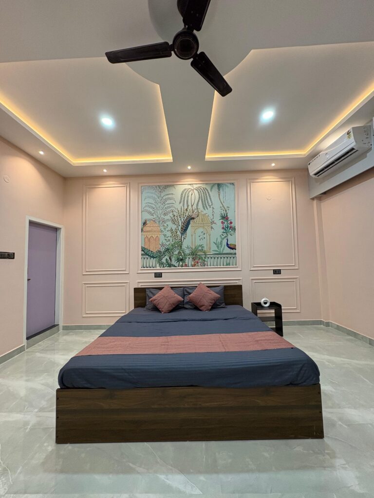 pink bedroom with bed view copy copy